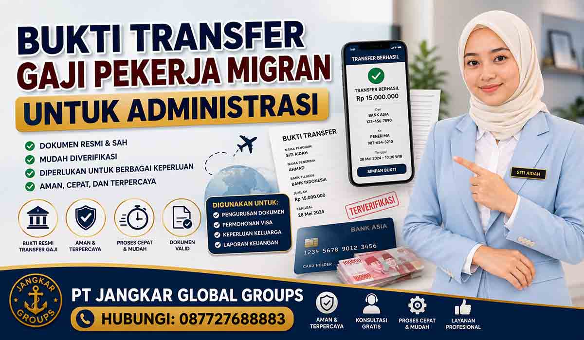 Bukti Transfer Gaji Pekerja Migran untuk Administrasi